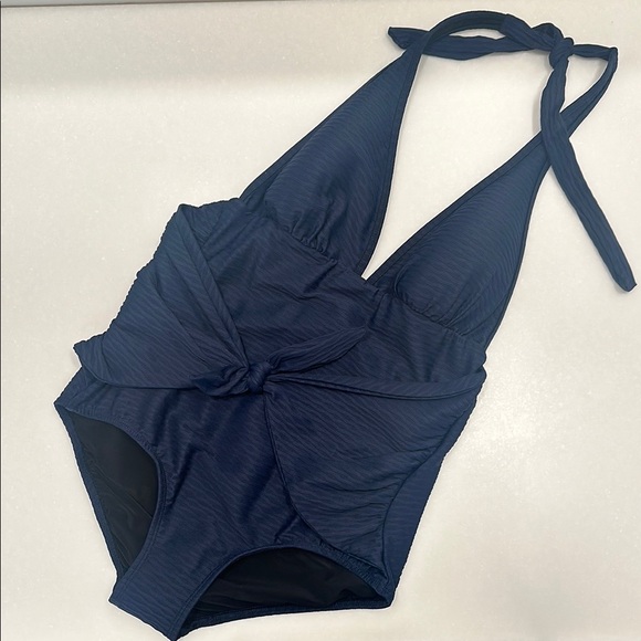 Shoshanna Halter One Piece Navy Blue Swimsuit - Picture 1 of 6